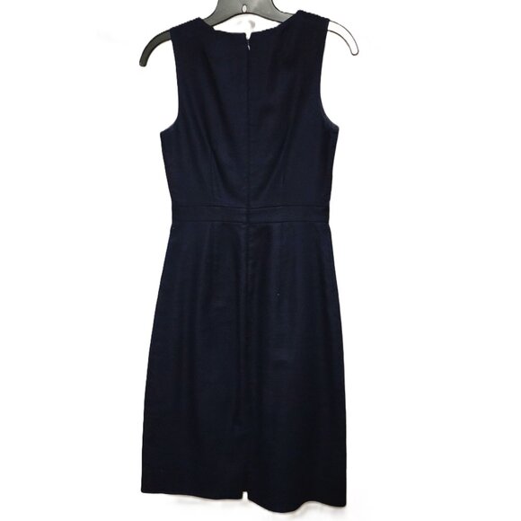 J Crew Suiting Dark Navy Blue V-Neck Sheath 100% Cotton Dress Size 00 - Picture 6 of 6